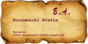 Bocsanszki Aletta névjegykártya